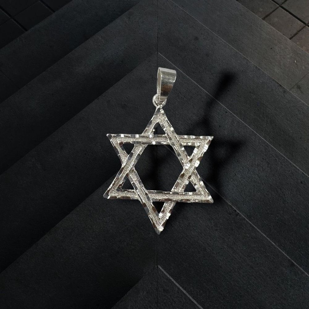 Sterling Silver 925 Star of David Pendant Charm Diamond Cuts